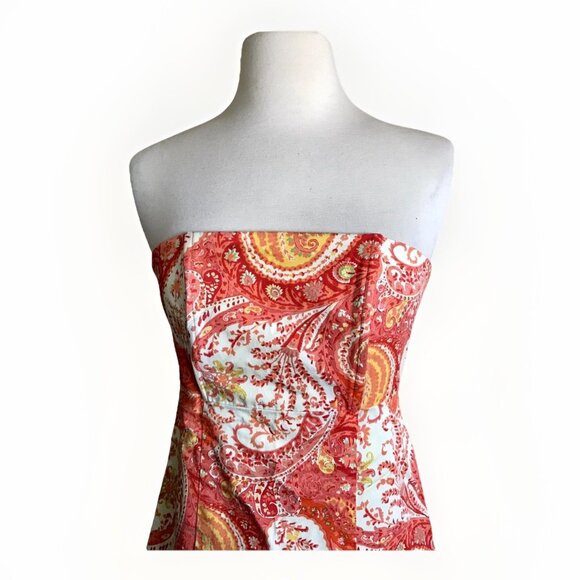 Moda International Size 2 Retro Paisley Print Strapless Tie Back - Picture 2 of 10